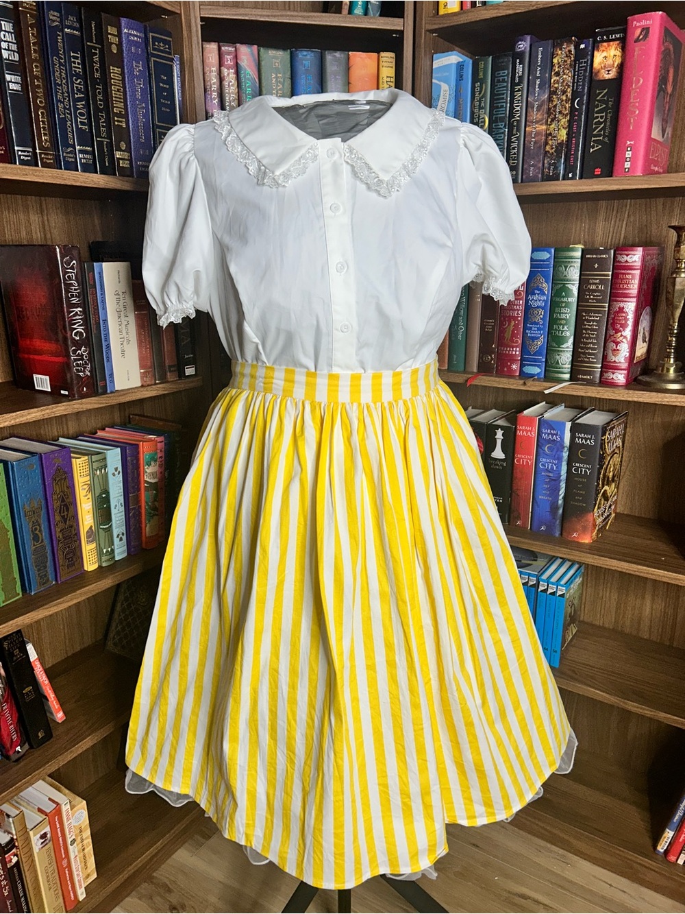 Collectif Yellow & White Striped Swing Skirt